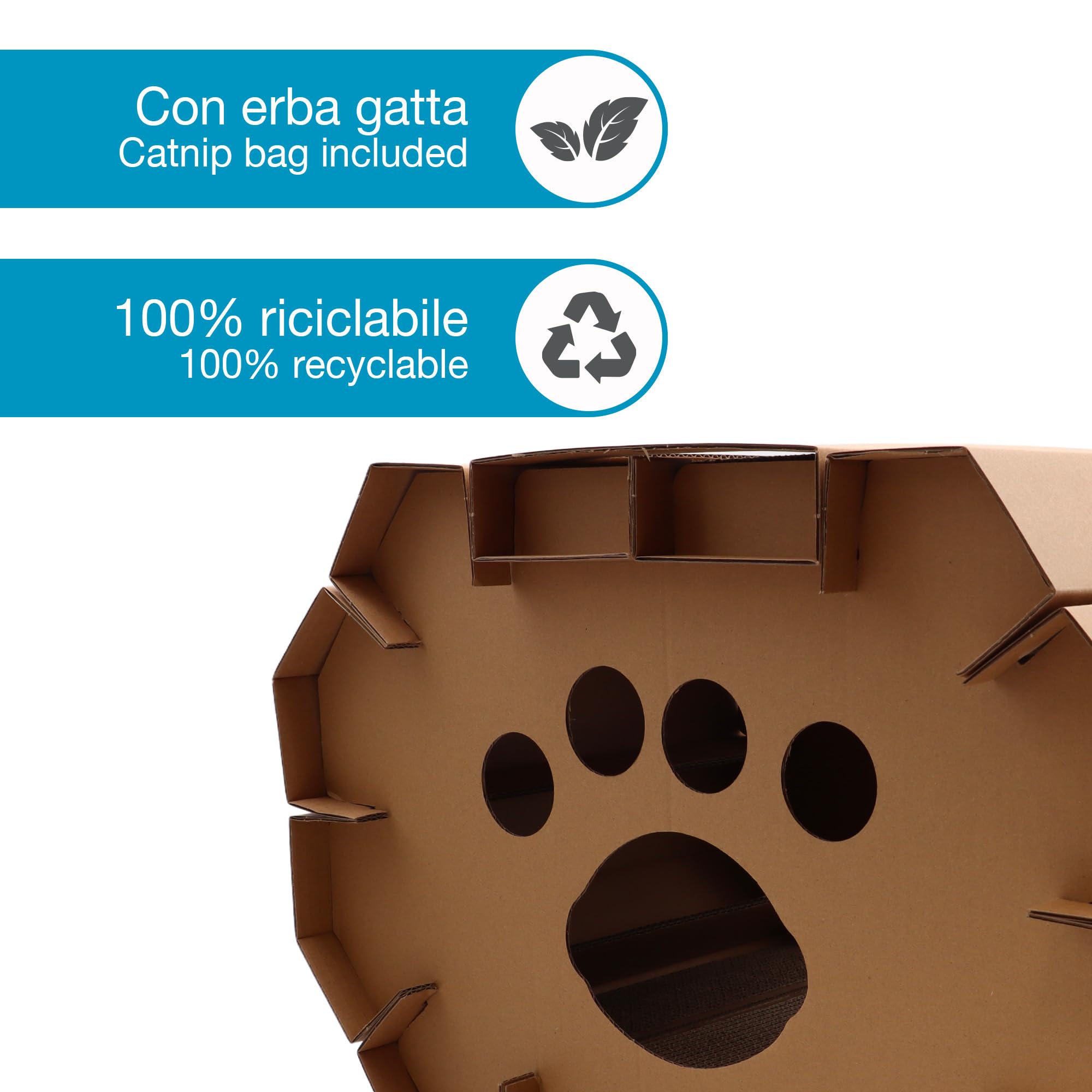 Croci Rascador Para Gatos De Cartón, Caja Cerrada Con Rascador Reversible De 2 Capas, Rascador Para Gatos Adultos, Con Dos Pisos, 50X38X35 Cm