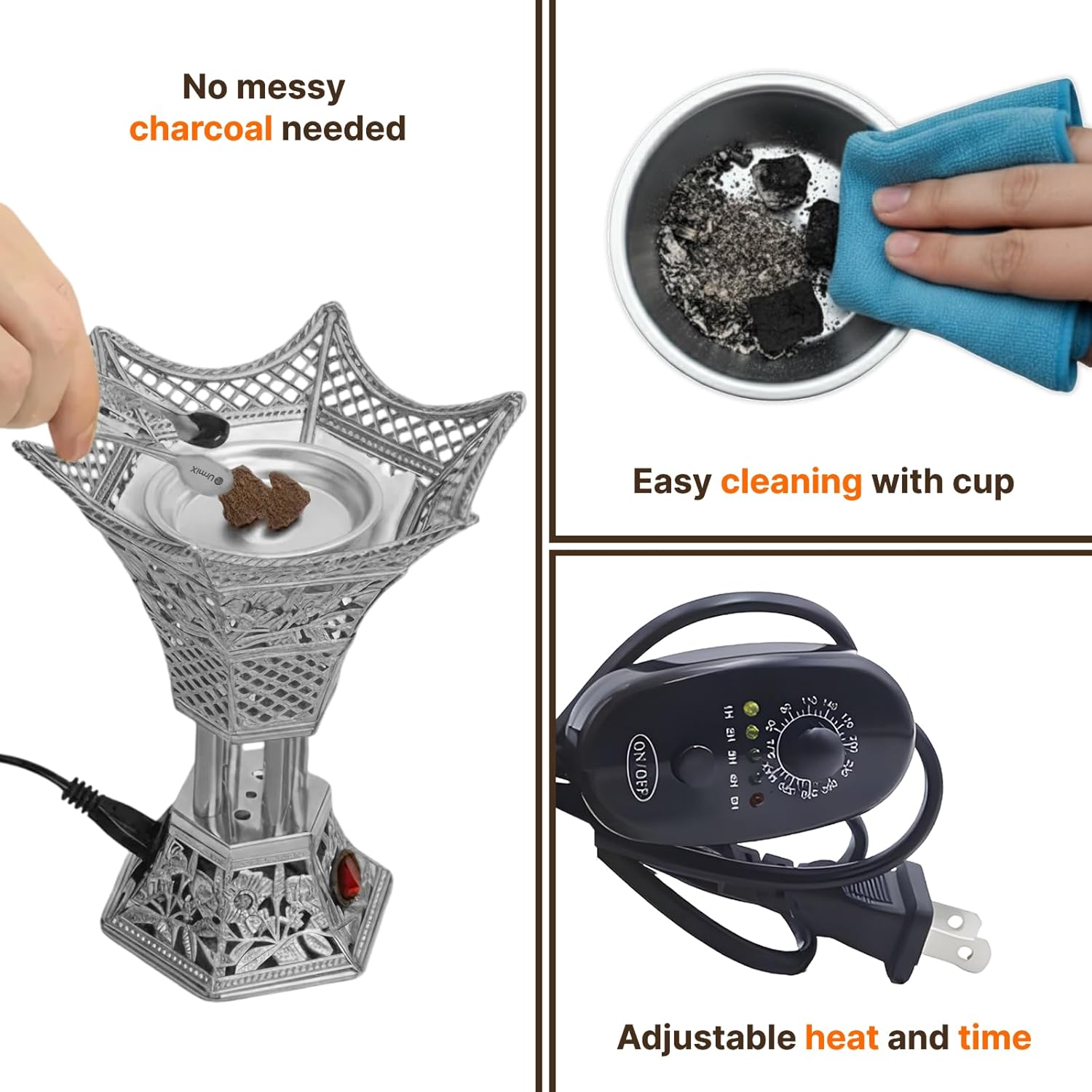 Electric Incense Burner with Adjustable Heat & Timer – Bakhoor & Oud Burner for Home