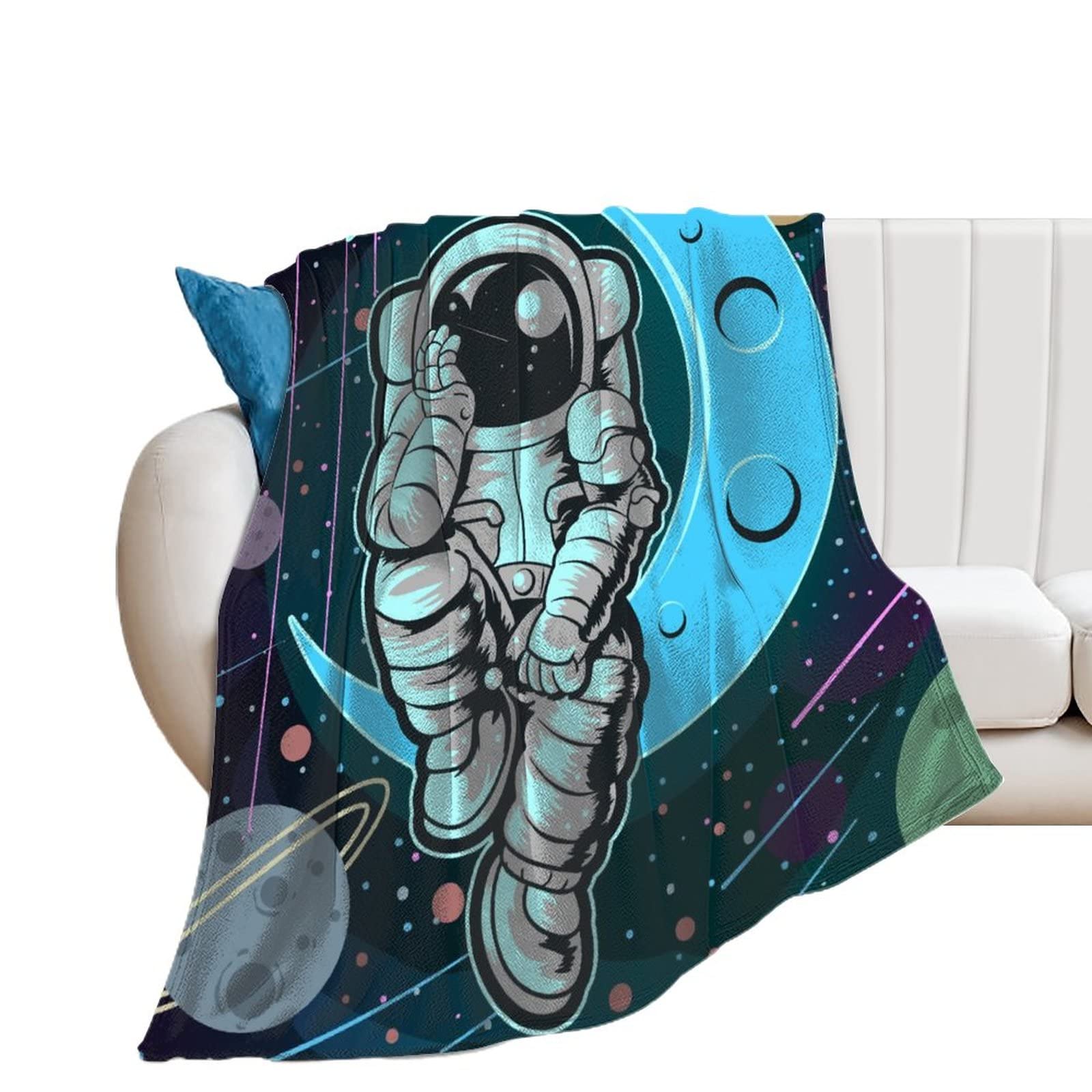 Couverture lit polaire planète 100x130 cm | Idée cadeau anniversaire enfant et déco canapé