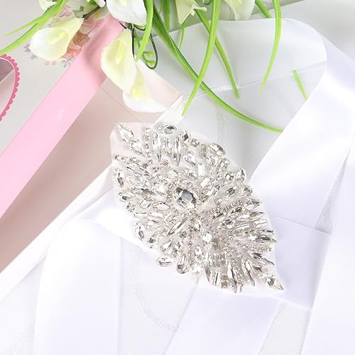 Miniatura 4 de Cinturón de boda con parches para planchar, cinturón de diamantes de imitación para mujer, liguero nupcial, cinturón de cintura con ribete de oro