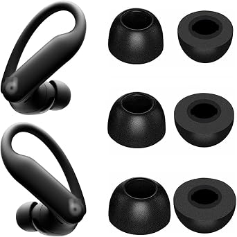 Replacement Memory Foam Ear Tips Compatible with Powerbeats-Pro 2, Noise Canceling Foam Eartips Ear Plug Ear Tip,Fit in Case,L/M/S 3 Size 3 Pairs,Black 214pbp3p2b