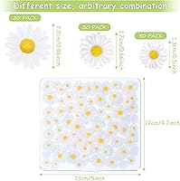 Vista 2 de Hicarer 100 piezas de flores de margaritas de resina con parte trasera plana para manualidades, dijes de margaritas epoxi con caja para bricolaje