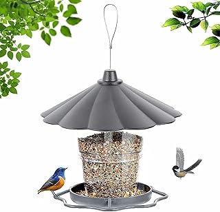 LSRVNM Hanging Bird Feeder, Squirrel Proof Bird Feeder, Hanging Lantern Bird Feeder, Bird Seed Feeder for Wild Bird, Retractable Bird Feeder for Outdoor Garden Yard Decoration