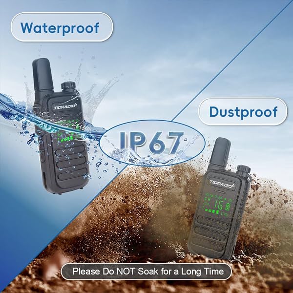 TIDRADIO TD-M11 Walkie Talkies for Adults Kids, Long Range Waterproof PMR446 Licence Free 16CH Type-C Rechargeable LED Light Screen Earpieces-2Pack Two Way Radio - 2