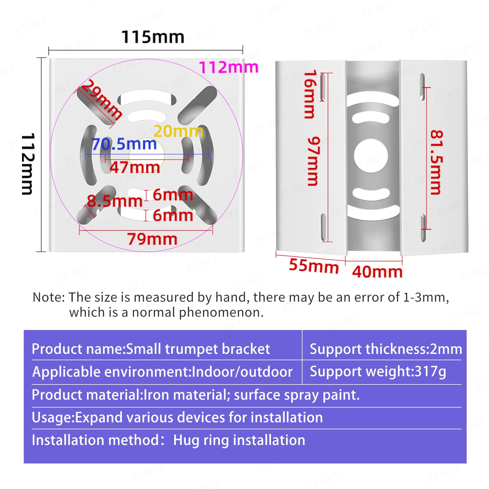 ZT-NET Universal Vertical Pole Mount for Security Camera Solid Metal Bracket with Loops - Image 2