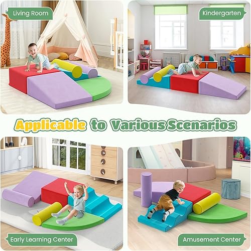 Miniatura 71 de Lischwert Bloques de escalada de espuma, juguetes de escalada suaves para niños pequeños, juego de espuma de 9 piezas para gatear y escalar con Verde