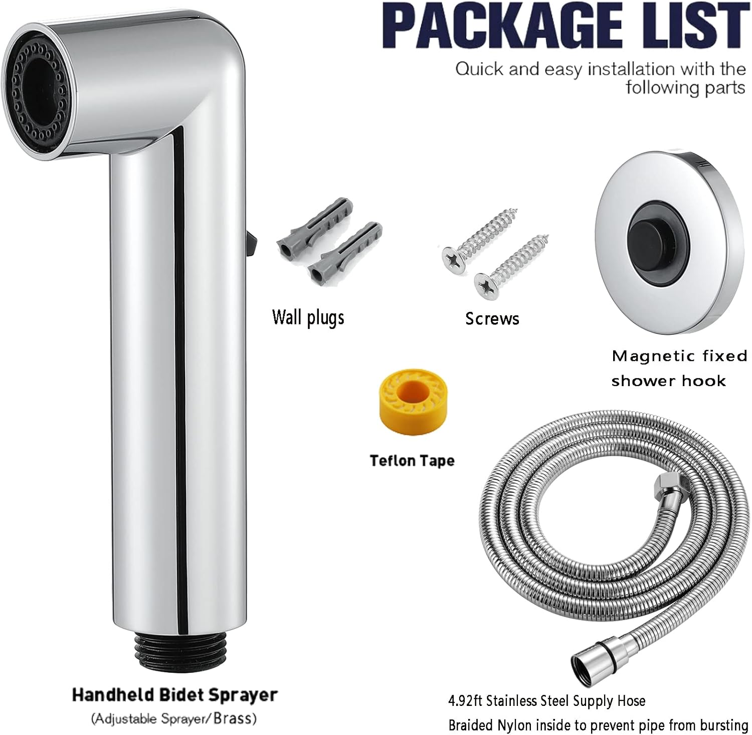 Unique Bidet Sprayer for Toilet, Brass Handheld Sprayer Attachment with Hose High Pressure Bidet Attachment Set for Feminine Wash