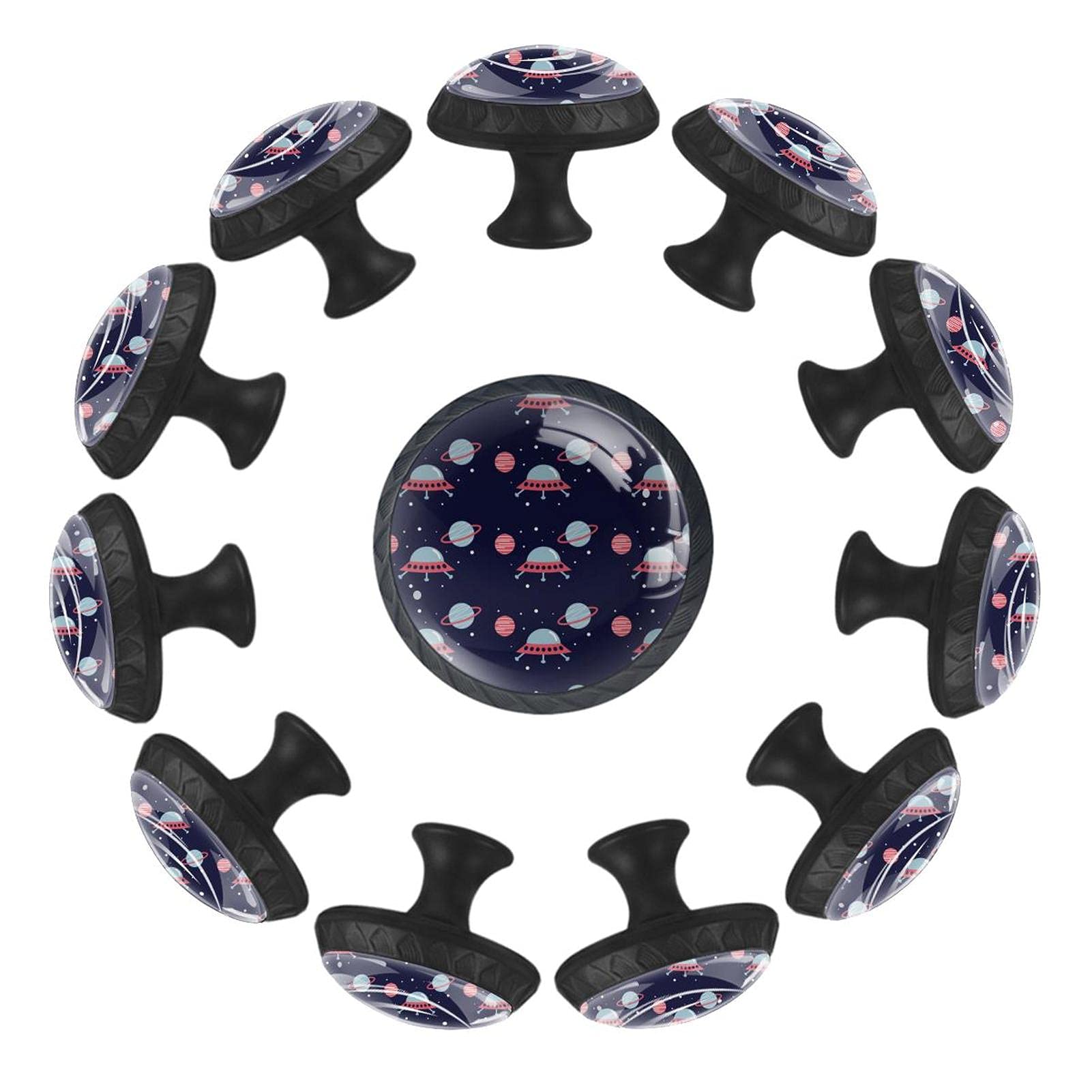 Boutons de tiroir ronds 35 mm motif univers avec 12 designs de planètes