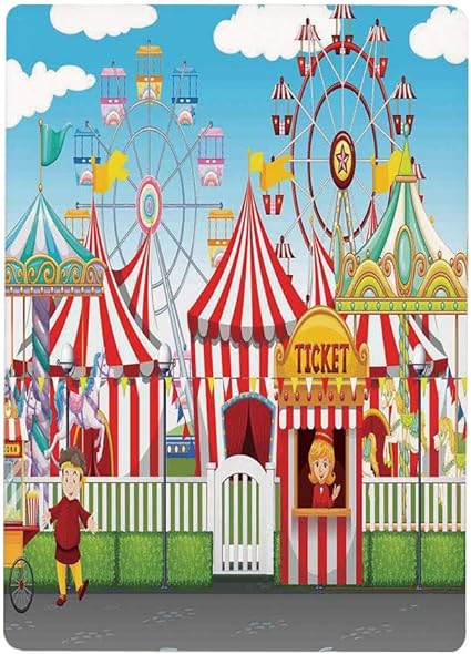 Amazon 壁紙 絵画風ポスター はがせるシール式 サーカスの装飾 多くの乗り物やショップイラストカーニバルイラスト風景曇り空 60x100cm 景色 森林と小道 森林浴 新緑 散歩道 目の保養 癒し 気分転換 建築用壁紙 耐候性塗料 ウォールステッカー オンライン通販