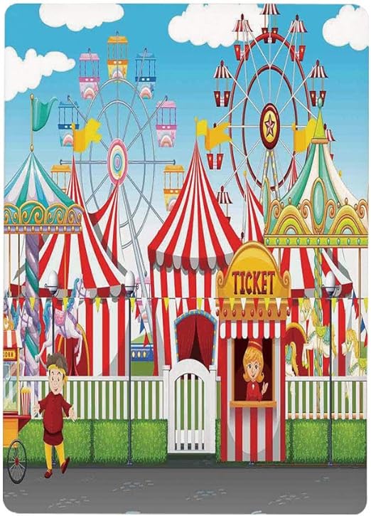 Amazon 常夏 ビーチ ウォールステッカー ウォールペーパー サーカスの装飾 多くの乗り物やショップイラストカーニバルイラスト風景曇り空 50x80cm ウォールペーパー シール 模様替え 剥がせる ヨーロッパ 風景 景色 海 お洒落 で 可愛い 大きい サイズ ウォール