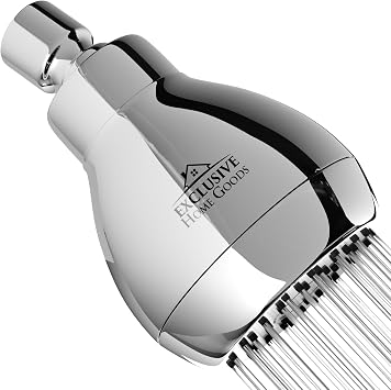 High Pressure Shower Head - Powerful Deluxe Bathroom Showerhead with Strong Spray Stream and Small Silicone Nozzles - Universal Fit Works with High and Low Water Flow Showers Chrome-1.8 GPM
