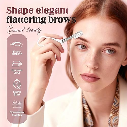 Miniatura 5 de Tijeras para recortar cejas, kit de aseo de cejas de precisión actualizado 2025, maquinilla de afeitar portátil para uso doméstico, herramienta de