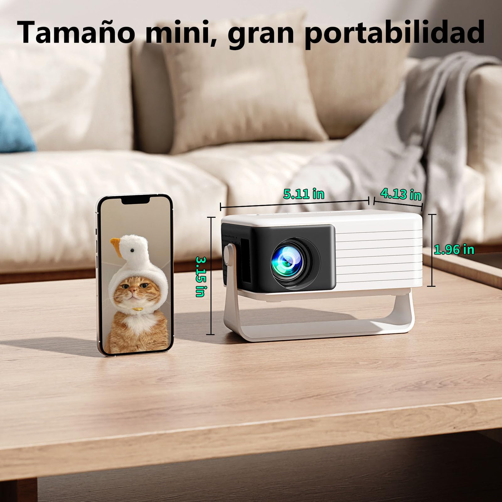 Yoton Mini Proyector Y3 Negro, Cine Casa, 1080P, Zoom 50%, Keystone | Carcasa negra elegante, Diseño compacto, Rotación flexible, Bajo ruido, Ideal para dormitorio y entretenimiento