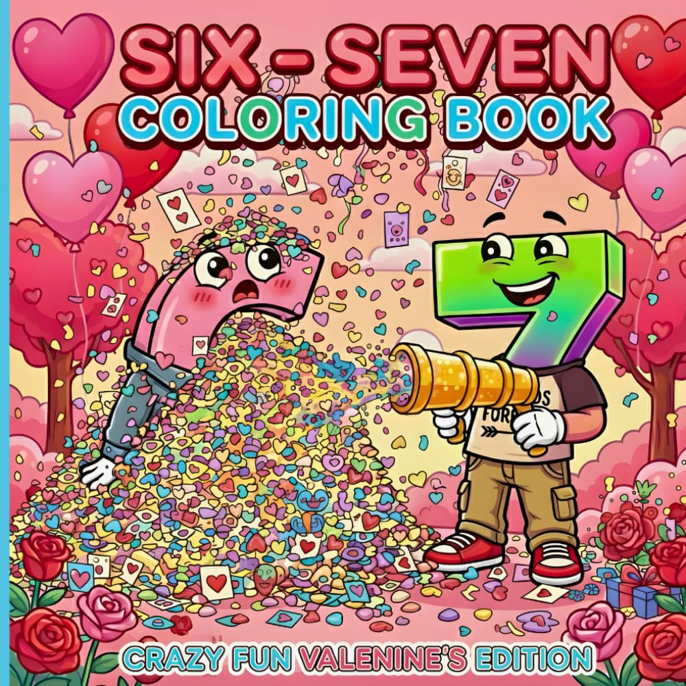 67 Coloring Book: Crazy Fun Valentine’s Edition | 40+ Pages of Viral IYKYK Meme Madness & Crush Chaos for Kids, Tweens & Teens | Black Backed Pages (67 Viral Meme Activity Books)