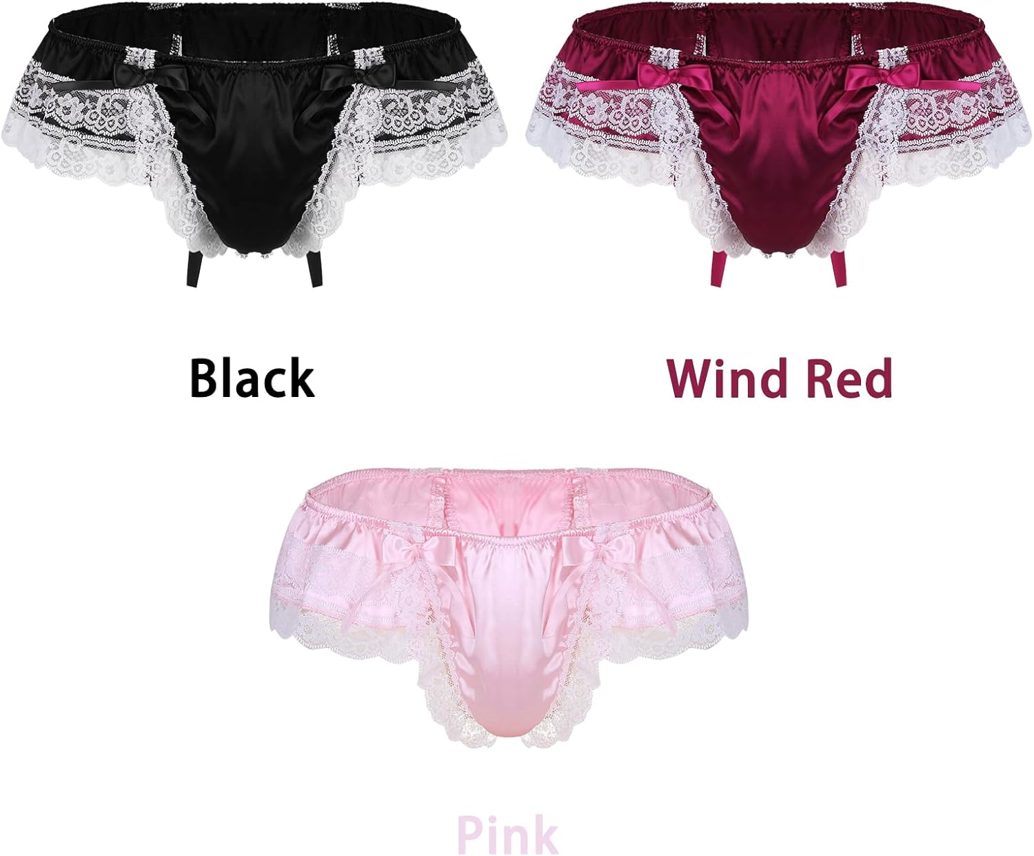 Mens Satin Panties Frilly Lace Sissy Skirts Thongs G-Strings Crossdressers Sexy Underwear Men Lingerie - Image 6
