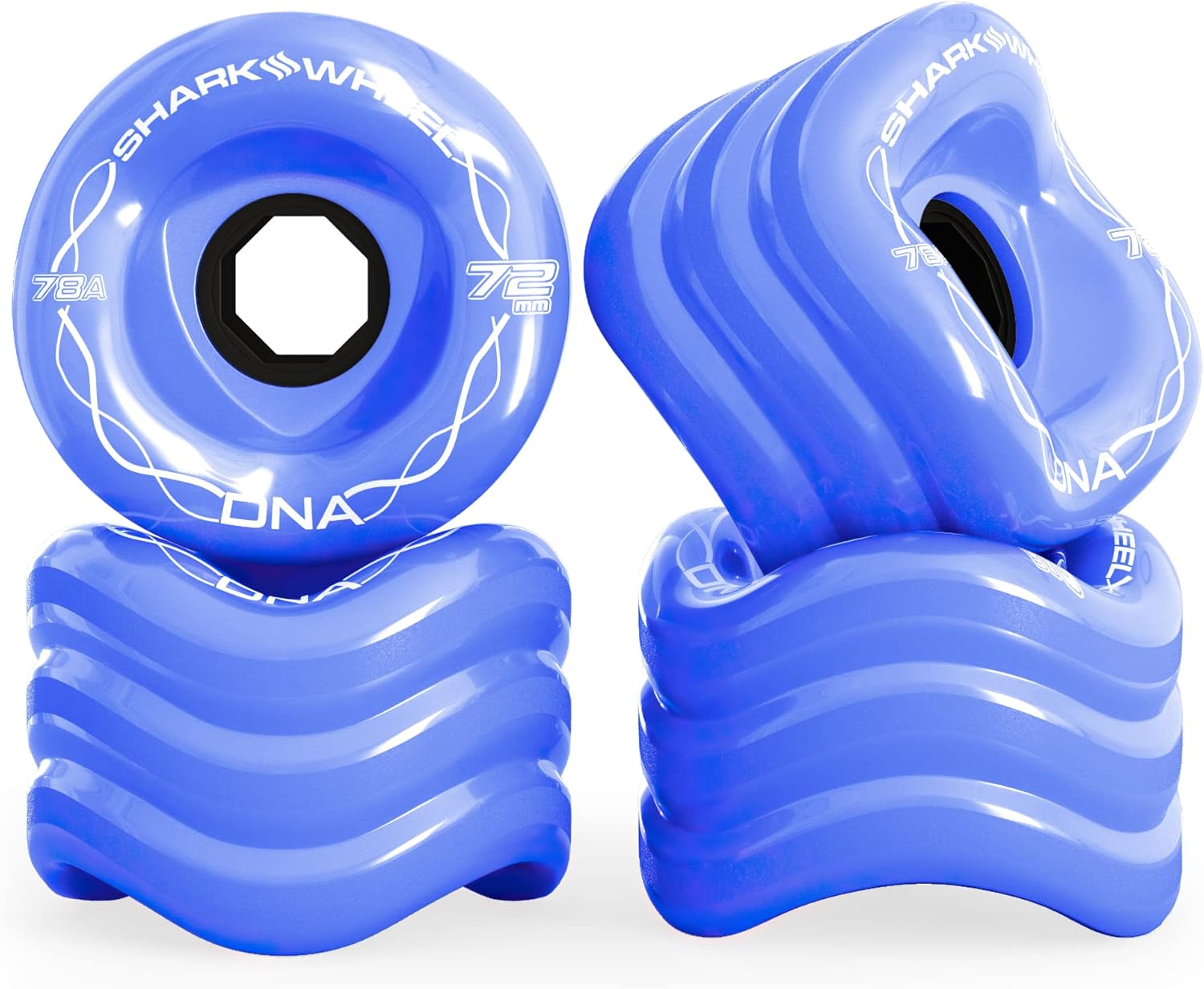 Wheels Shark DNA Longboard Rollen 72mm 78a - 4er Set In Ghost Blau