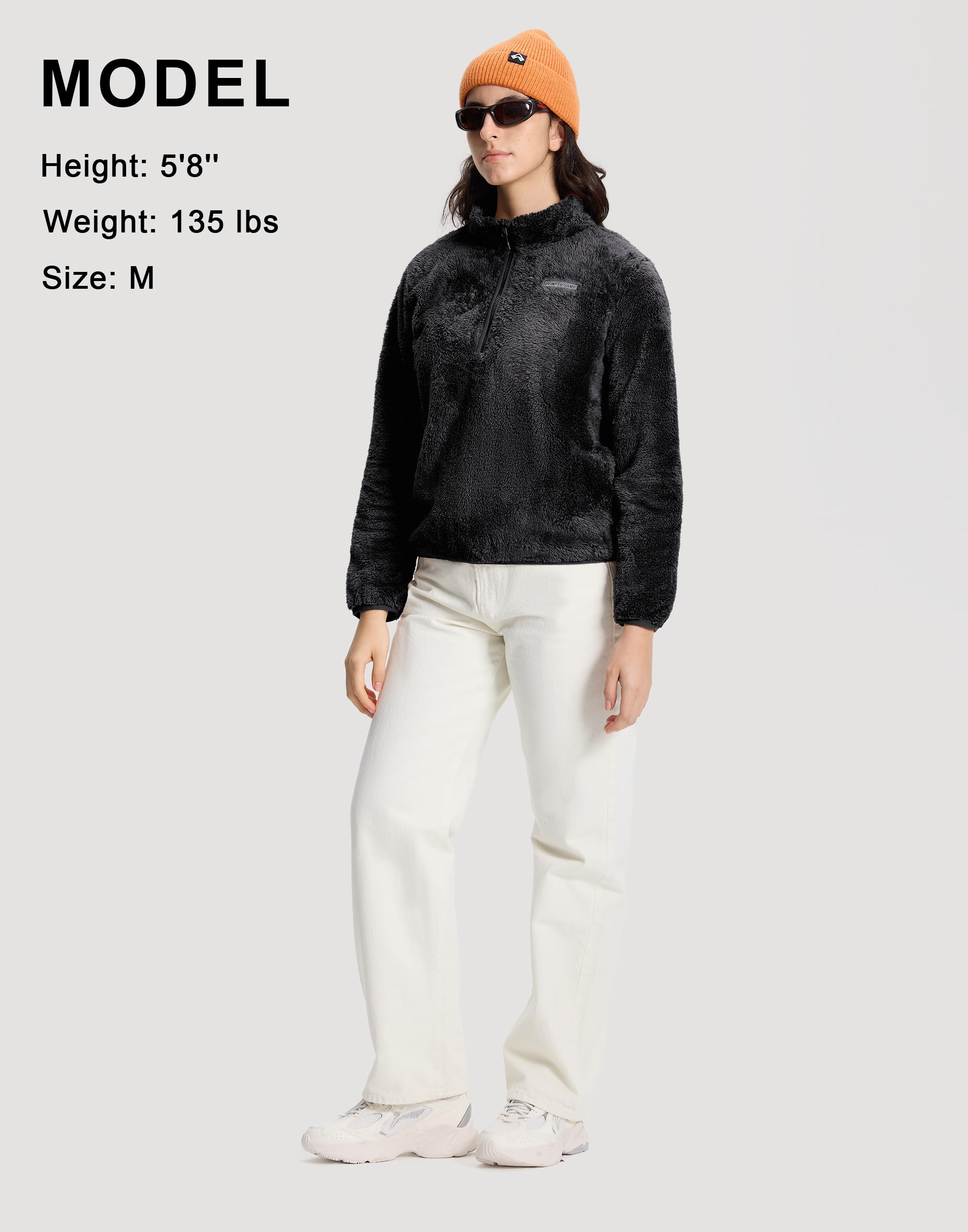 Pioneer Camp Jersey de forro polar para mujer con cuello alto, media cremallera, sudadera de manga larga de algodón, suéter deportivo suave sin capucha, chaqueta de entretiempo otoño invierno