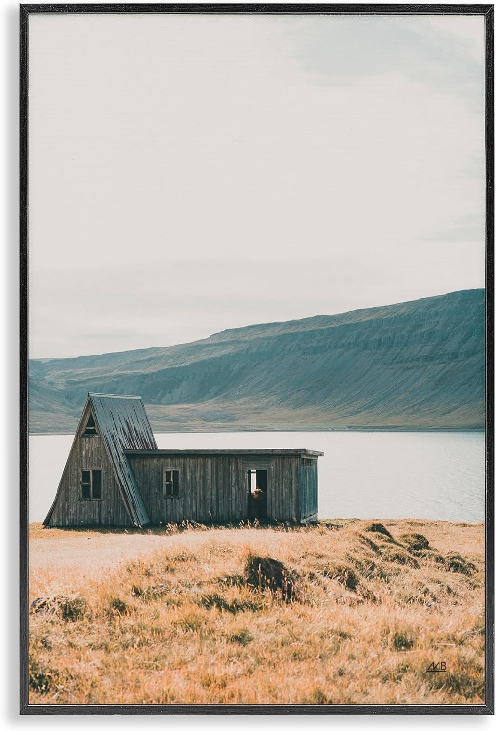 Stupell Industries Iceland Shore Cottage Black Framed Giclee Wall Art Design by Max Blakesberg Studios, 12 x 18