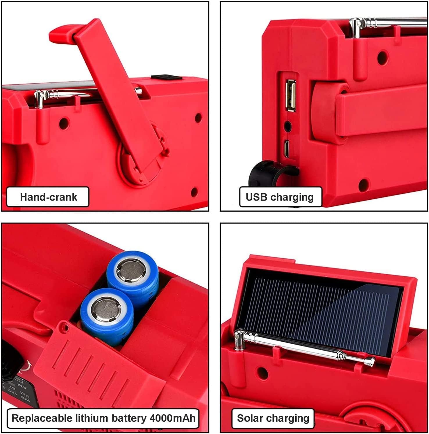 Portable DAB/DAB+ FM Digital Radio,Emergency with 4000mah Battery, Hand Crank Survival with Flashlight, Cell Phone Charger, SOS