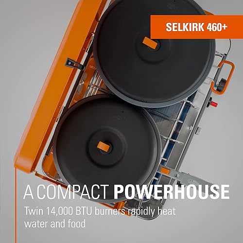 Miniatura 2 de GSI Outdoors Selkirk 460+, estufa portátil para acampar al aire libre, parrilla de propano de 2 quemadores, quemadores ajustables de alto