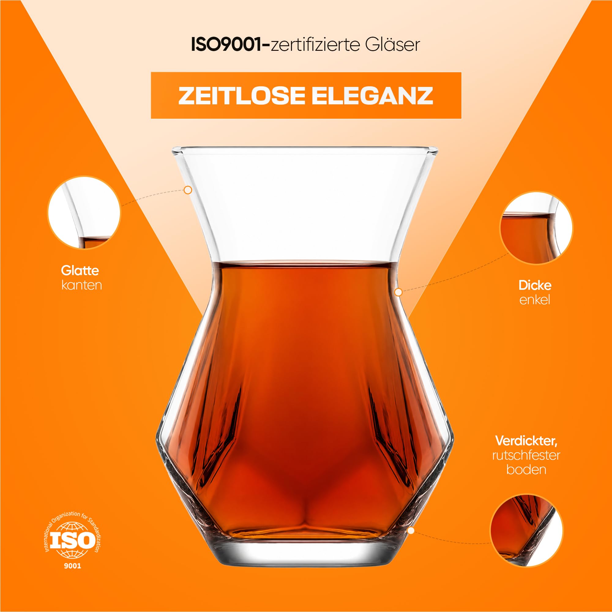 NORDIC SCHILLER Türkische Teegläser Set 165ml 48-teilig