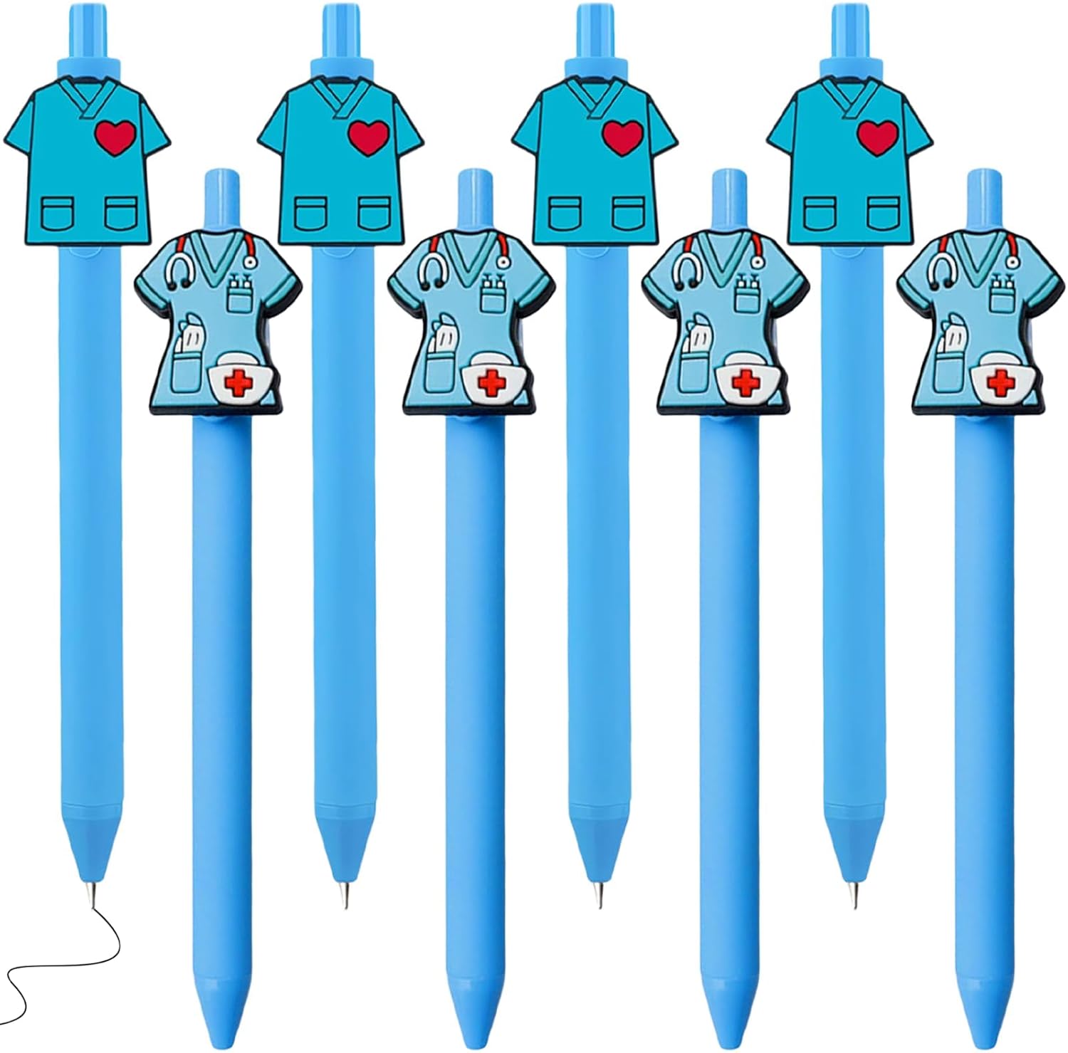 8 stylos à bille d&rsquo;infirmière avec motifs de cœurs et de seringues à l&rsquo;encre noire – Instruments d&rsquo;écriture polyvalents pour infirmières, assistants médicaux et étudiants (8 jolis stylos d&rsquo;infirmière)
