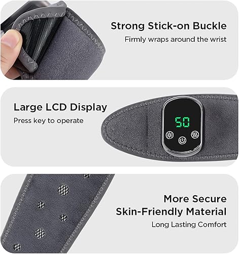 Miniatura 6 de Almohadilla térmica de muñeca recargable para aliviar el dolor, masajeador de manos calentado con 5 modos de calor y vibración, terapia para túnel