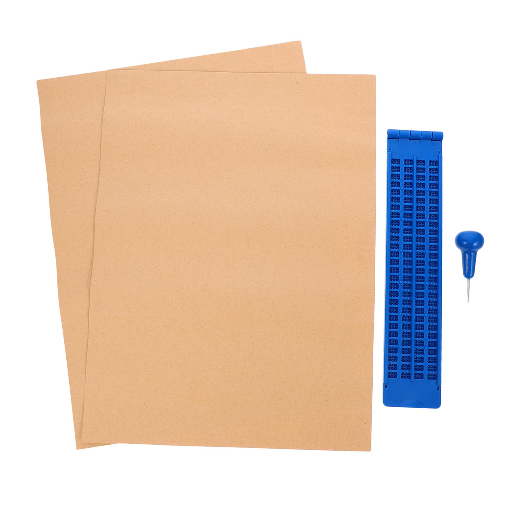 Kit per Scrittura Braille Tavoletta Blu in Plastica, Stilo Portatile Facile da Usare per Non Vedenti, per Apprendimento e Pratica Quotidiana