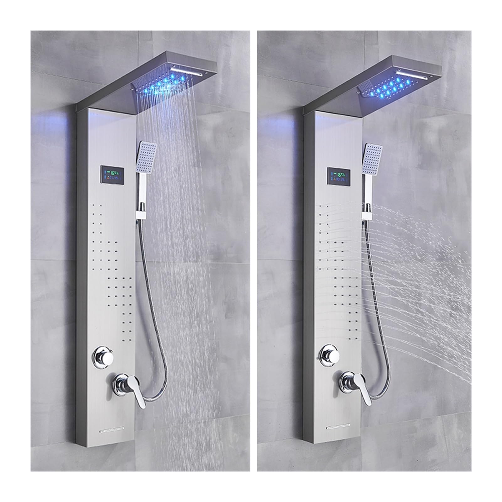 Baterie prysznicowe w nowym stylu, bateria kranowa czarna łazienka Panel prysznicowy, kolumna prysznicowa LED z wyświetlaczem cyfrowym(Brushed 8013)