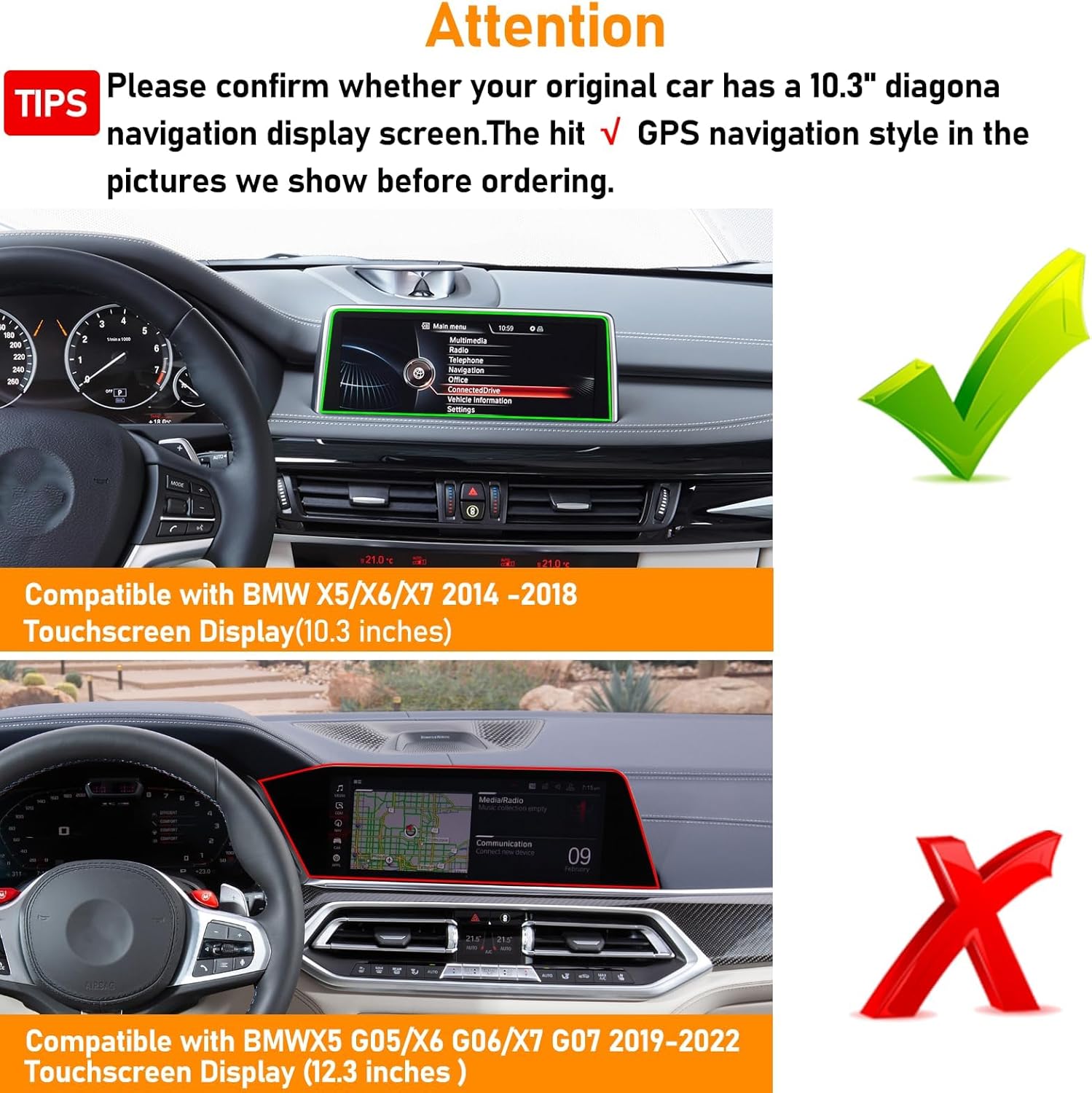 Compatible with BMW X5 Screen Phone Mount 2014-2018/X6 2015-2019,F15/F16 Cell Phone Holder for 10.3 Inch Touch Screen,Magnetic Cell Holder Anti-Shake,Rotation Mobile Mount Cradle,Black