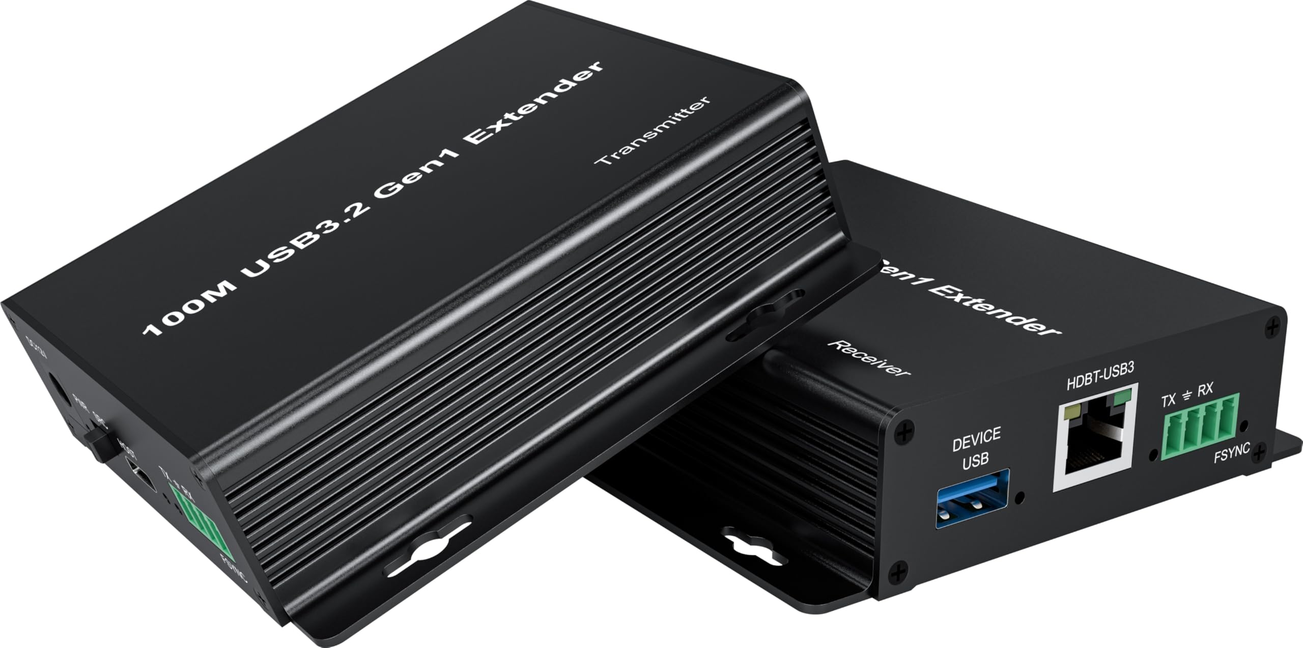 PremiumCord Extender USB 3.2 a 4 Porte su Cat5E/Cat6/Cat6A fino a 100 m, 5 Gbps, RJ45, Ethernet, Custodia In Metallo, Nero
