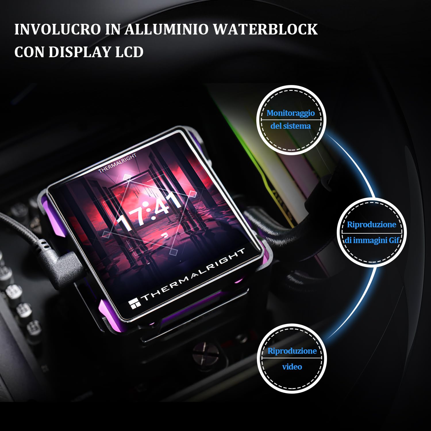 TR Elite Vision 360 ARGB BLACK CPU Water Cooler with TL-K12 PWM Fan, 2150RPM Speeds,IPS LCD Screen with 320 * 320 Resolution,Liquido CPU Cooler,for AM5/Intel 1851/1700,2.73inch Display Screen