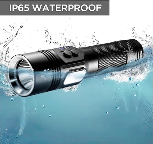 Miniatura 6 de Linternas LED recargables, 20000 lúmenes de alto rendimiento, linterna impermeable súper brillante con baterías incluidas y 3 modos, potente