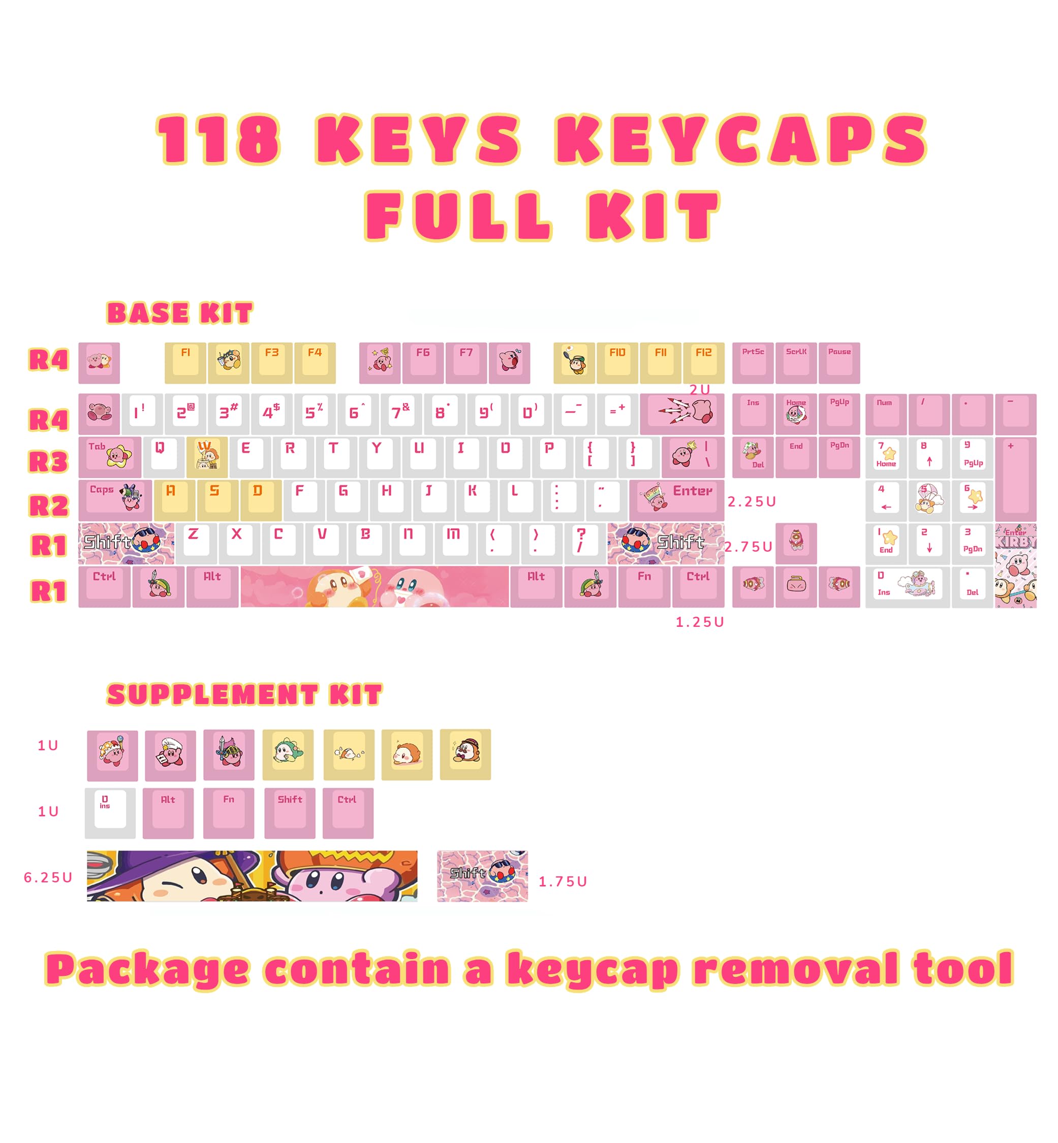 Amazon.com: POPKEEY K1RBY Pink XDA Keycaps for MX Switches Cute