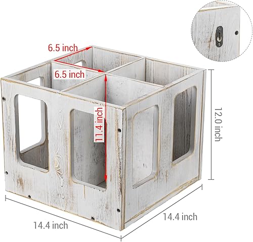 Miniatura 5 de MyGift Estante de madera encalada para esterilla de yoga, montado en la pared o en el suelo, organizador de rodillos de espuma, almacenamiento de