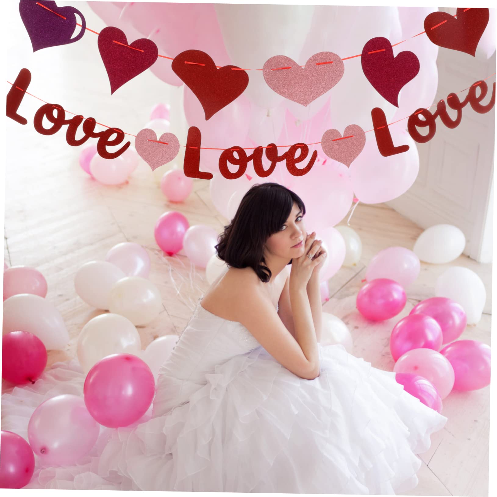 Garneck 3 Set Amore Amore Tirare Fiore Bandiera Decorazioni Contento Di Buon Compleanno Orpello Anniversario Ghirlande D'oro Arredamento Biglietti D'auguri Carta 3 Pezzi * 3
