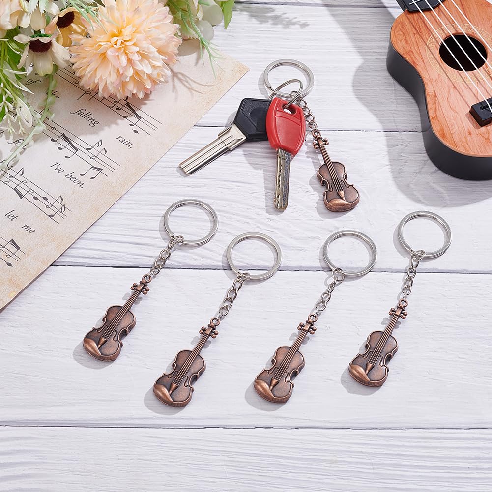 PLIGREAT 24 portachiavi per violino 11,3 cm strumento musicale portachiavi portachiavi in metallo ciondolo per borsa accessori per uomini e donne borse