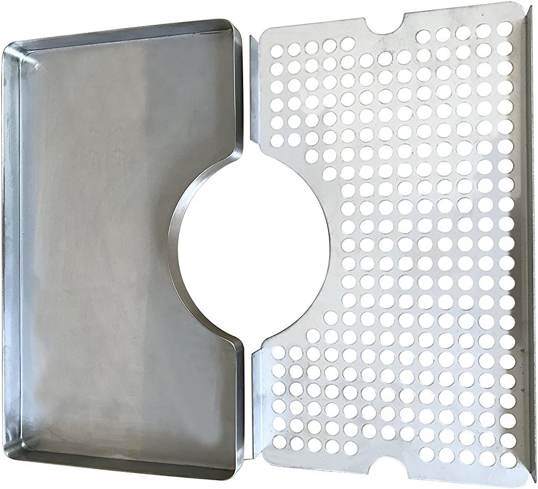 Surface Mount Stainless Steel Beer Drip Tray with Tower Cutout and Non Slip Rubber Pad for Perfect Use with Kegerators, No Drain