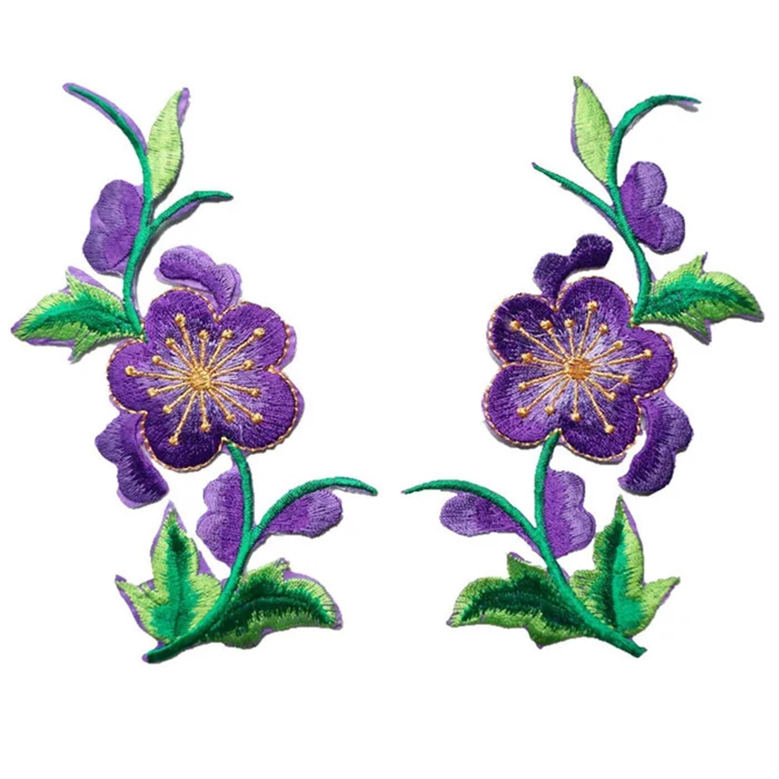 Wtaxbh Purple Iron On Patches 8Pcs Flowers Leaves Roses Sew Iron On Patches Embroidered Badges For Clothes Diy Appliques Craft Decoration(Purple)