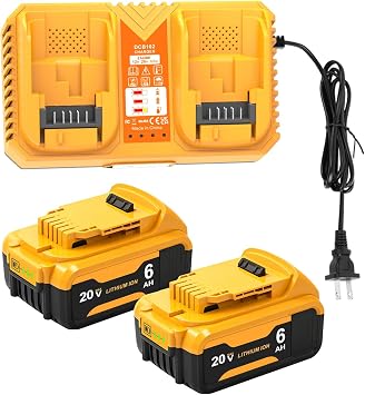 6.0Ah Replacement for Dewalt 20V Battery & Rapid Charger Combo