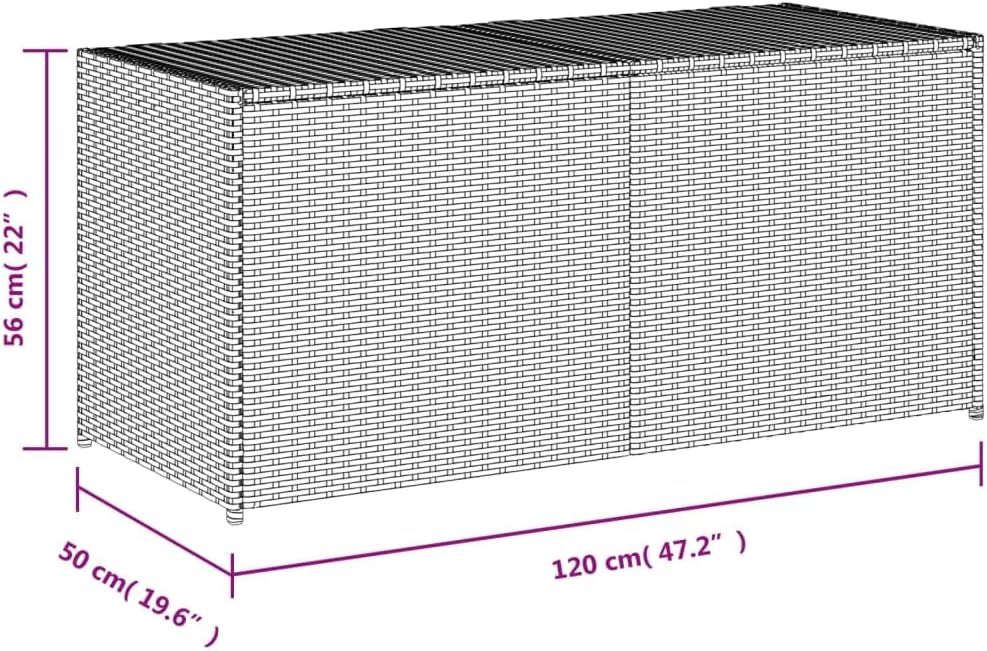 vidaXL Garden Storage Box in Mix Beige - PE Rattan 74.8 Gal Capacity with Water- Bag, Gas Spring Lid, and Steel Frame