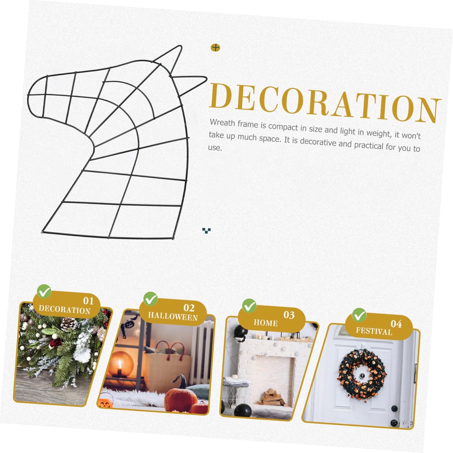 Metal Wreath Frame for DIY Floral Arrangements Iron Wreath Rack for Party Decorations Hanging Wreaths and Craft Supplies Horse Shaped Wreath Form for Home Decor