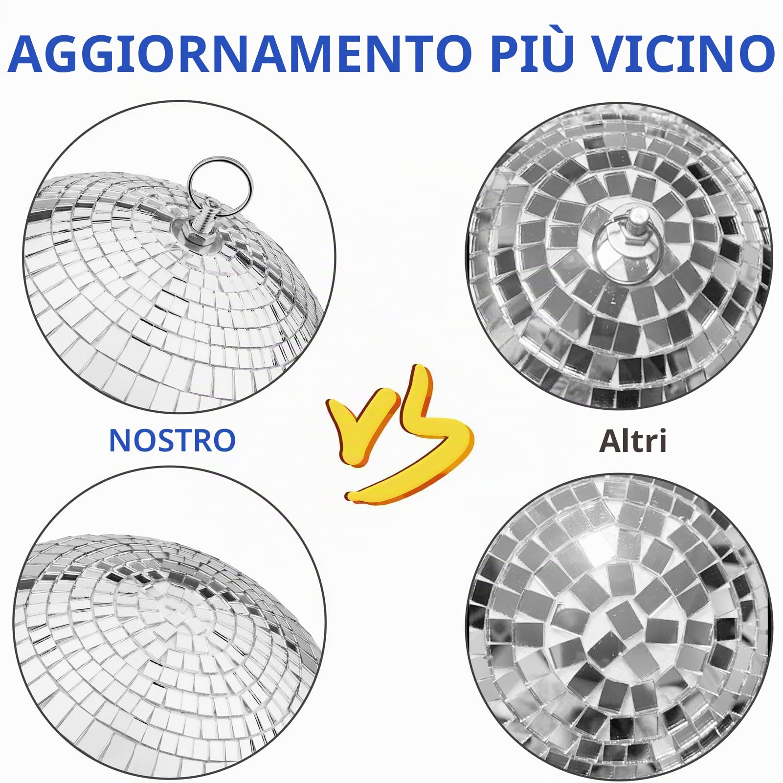 palla da discoteca a specchio con anello sospeso, 200 mm Strobosfere, sfera glitterata , ideale per feste o danze dj