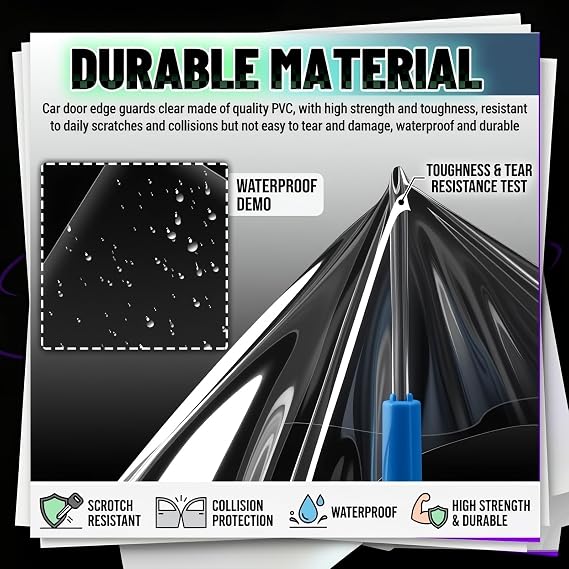 9.84Ft x 7.87 Car Door Protector,Self-Adhesive Car Door Edge Guards Protect Surface from Scratches,Clear Protective Film as Doors Sill Protectors for Vehicles with Scraper/Knife/Towel