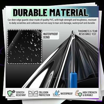 9.84Ft x 7.87 Car Door Protector,Self-Adhesive Car Door Edge Guards Protect Surface from Scratches,Clear Protective Film as Doors Sill Protectors for Vehicles with Scraper/Knife/Towel
