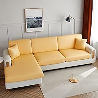 Vista 8 de Fundas de cojín impermeables para sofá, funda de cojín elástica de piel sintética para sofá en forma de L, protector de muebles para sala de estar