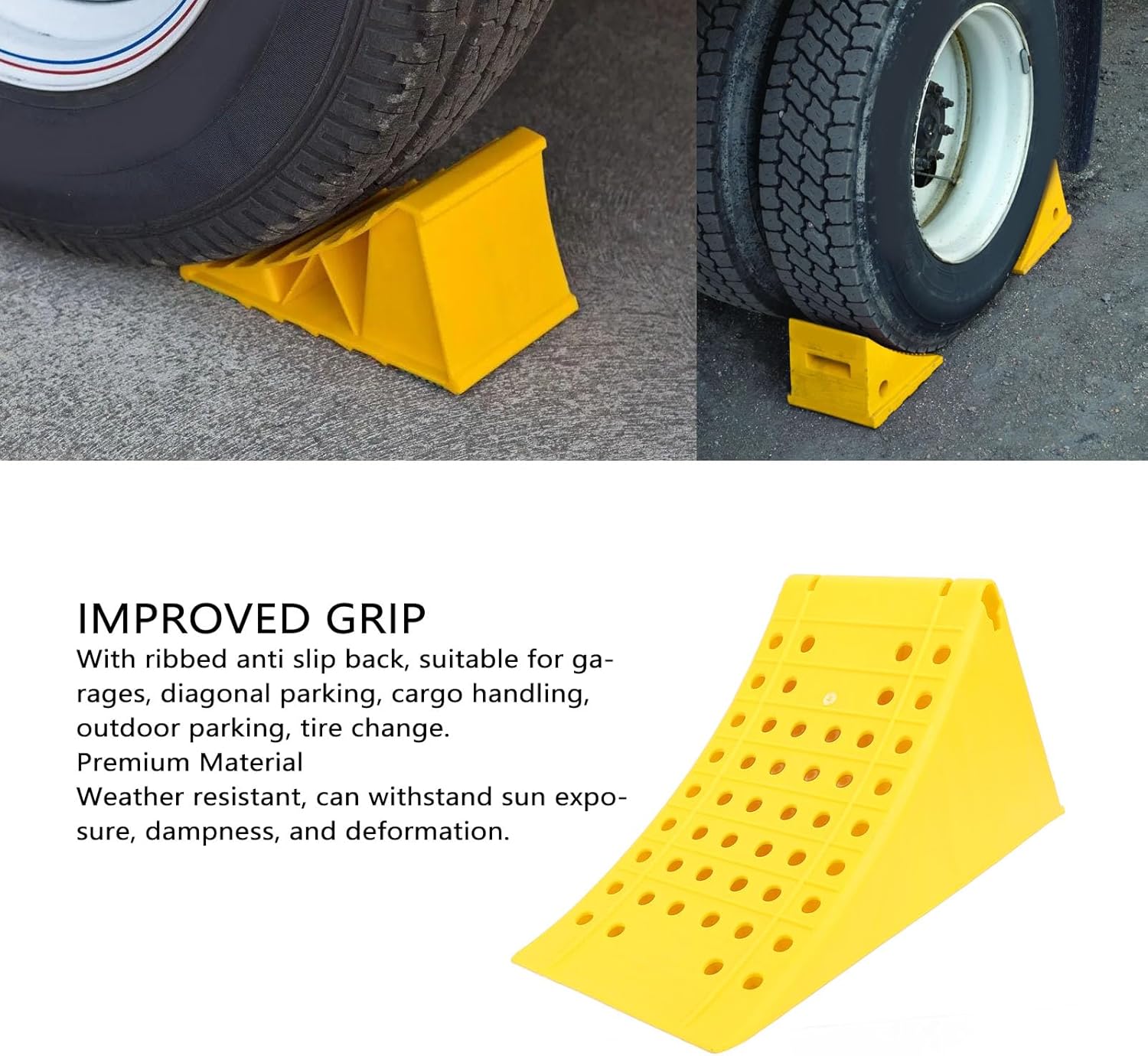 2 Pcs Wheel Chocks, Lightweigh Wheel Stoppers, Non Slip Heavy Duty Wheel Chock Stoppers, Enhanced Safety, Easy to Carry, for RV Travel Trailer Campervan Boat