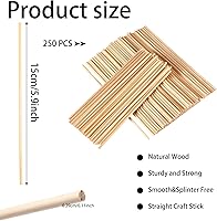 Vista 2 de 250 varillas de madera de 1/8 x 6 pulgadas, varillas de madera naturales sin terminar, varillas de madera para manualidades y bricolaje