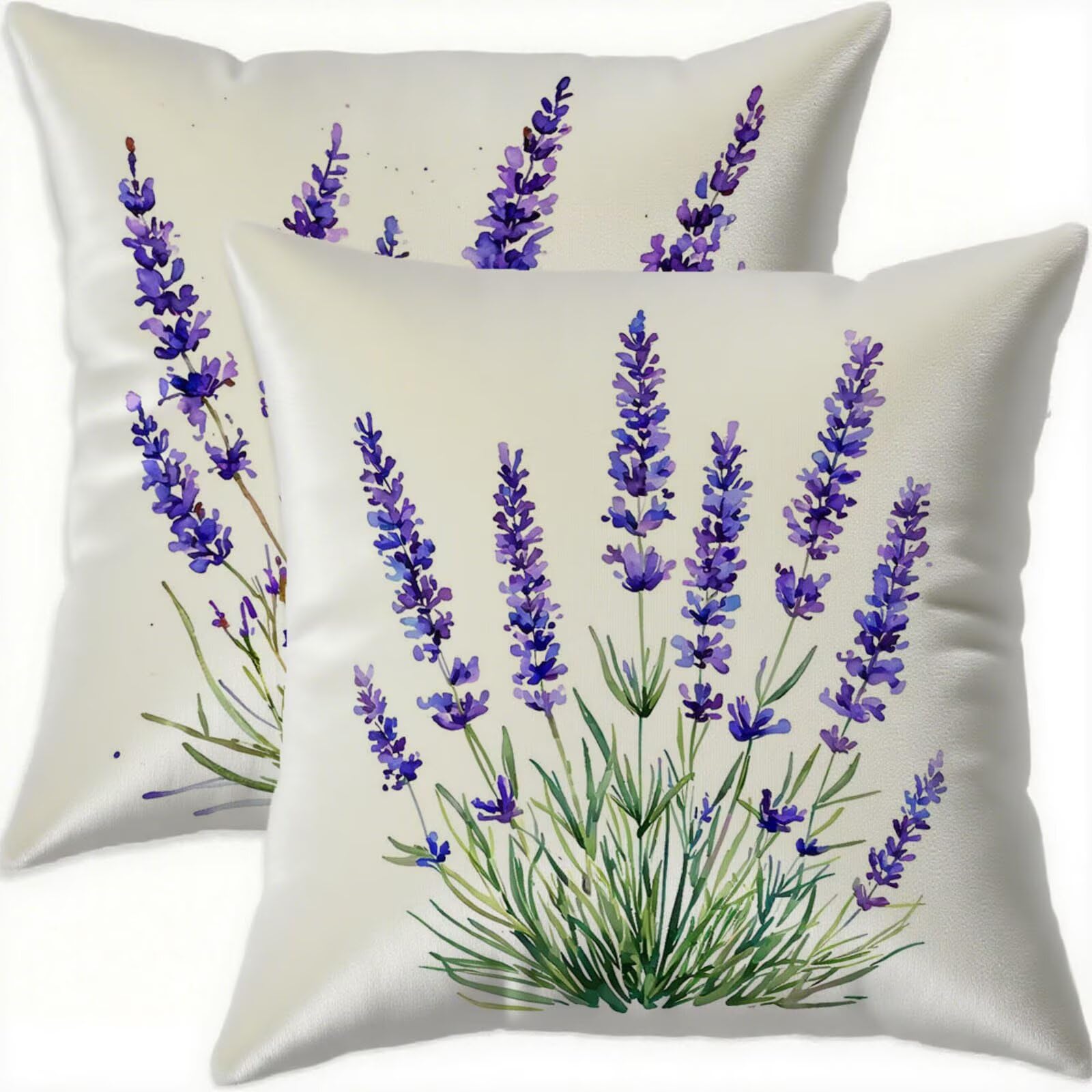 Housse coussin 70x70cm velours violet imperméable lot de 2
