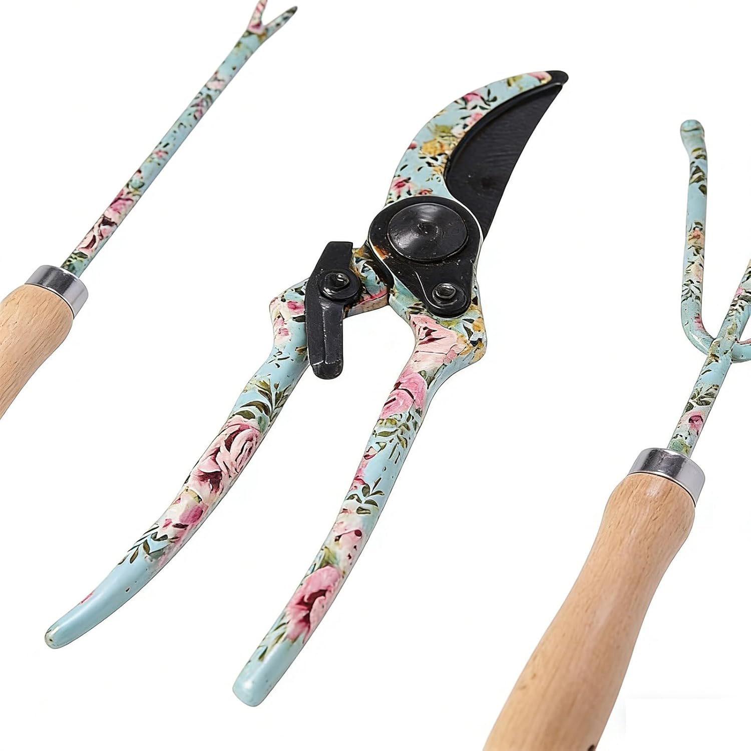 Garden Tool Set, Patterned Organizer Bag, Rust-Resistant Tools for Flower Beds, Planting Digging Trimming, Outdoor Yard Gardening, for Gardener Mom Home Lightweight